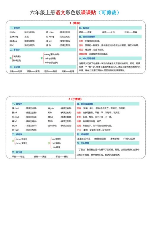 【2026高清10页】六年级上册语文课课贴.pdf-八方虚拟货源网
