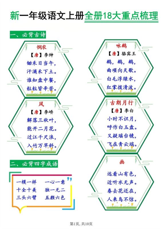 【10页完整版】26秋一年级语文上册《全册18大重点梳理》.pdf-八方虚拟货源网