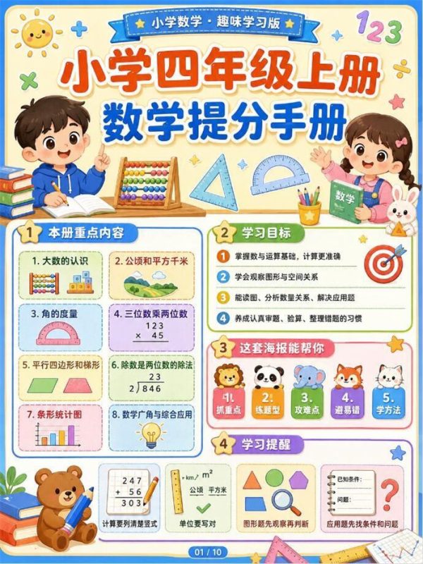 【10页高彩版】26秋小学数学四年级上知识点以及学习技巧.pdf-八方虚拟货源网