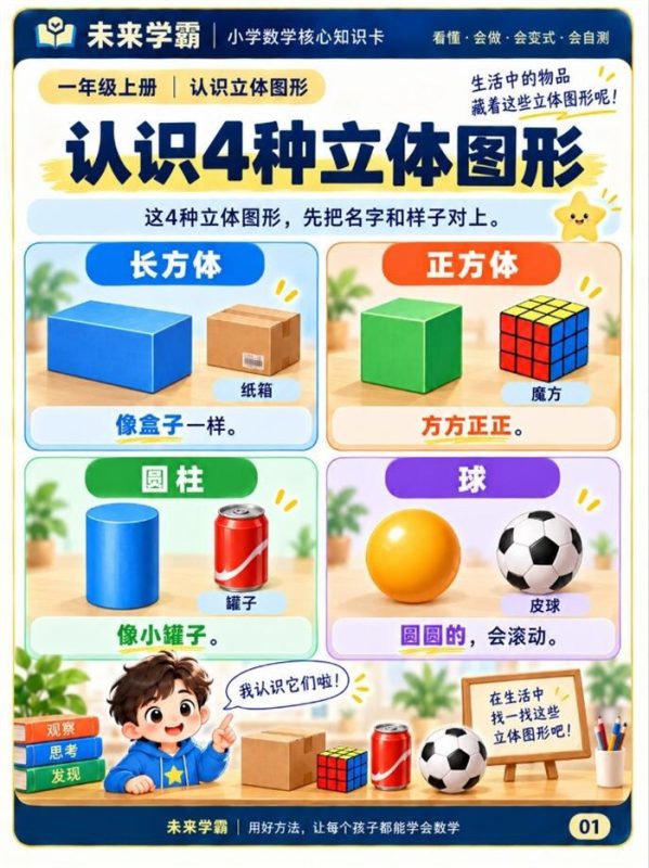 【8页高彩版】26秋一年级立体图形|长方体 正方体 圆柱 球.pdf-八方虚拟货源网