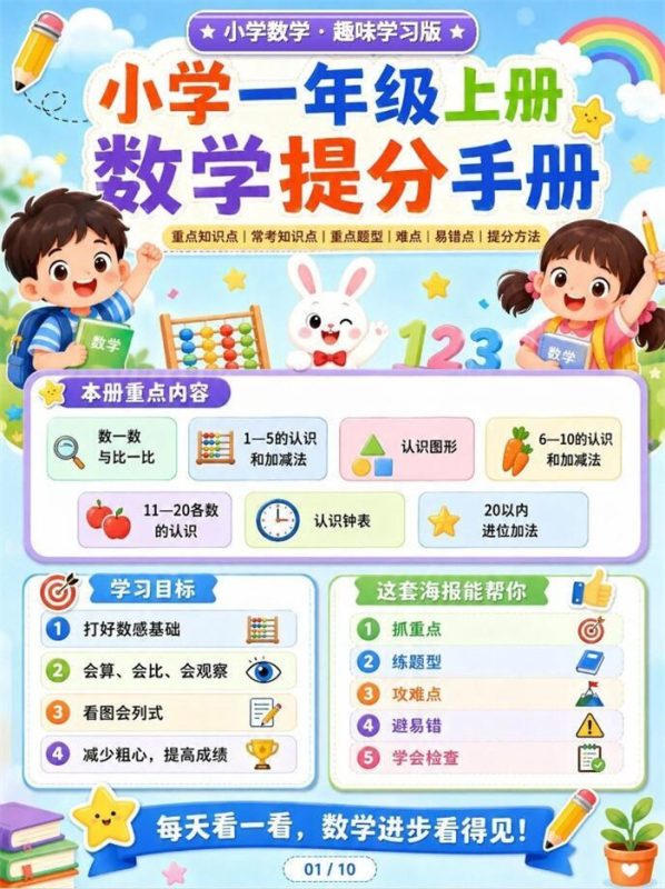 【10页高彩版】26秋小学数学一年级上知识点总结以及提分技巧.pdf-八方虚拟货源网