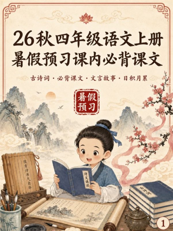 【高彩版23页】26秋四年级语文上册暑假预习课内必背知识卡.pdf-八方虚拟货源网