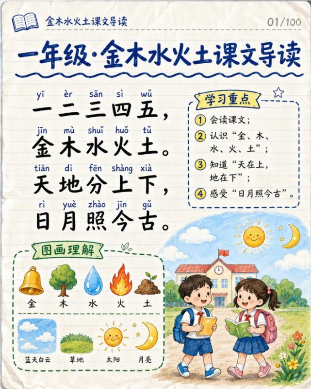 【10页高彩版】26秋一年级语文《金木水土火》课堂笔记.pdf-八方虚拟货源网