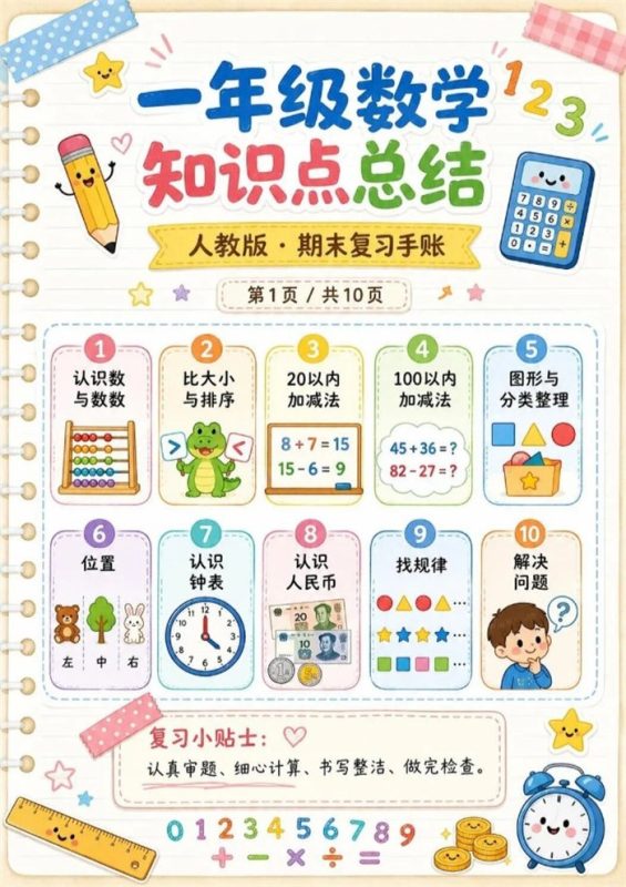 【10页高彩版】一年级数学知识点总结 收藏起来.pdf-八方虚拟货源网