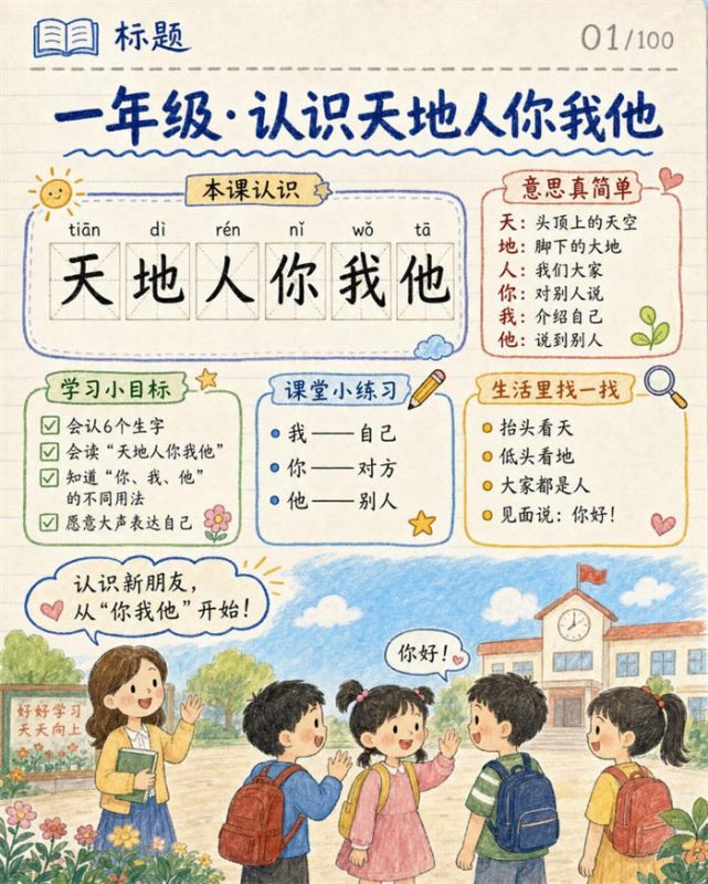 【10页高彩版】26秋一年级语文《天地人》课堂笔记.pdf-八方虚拟货源网