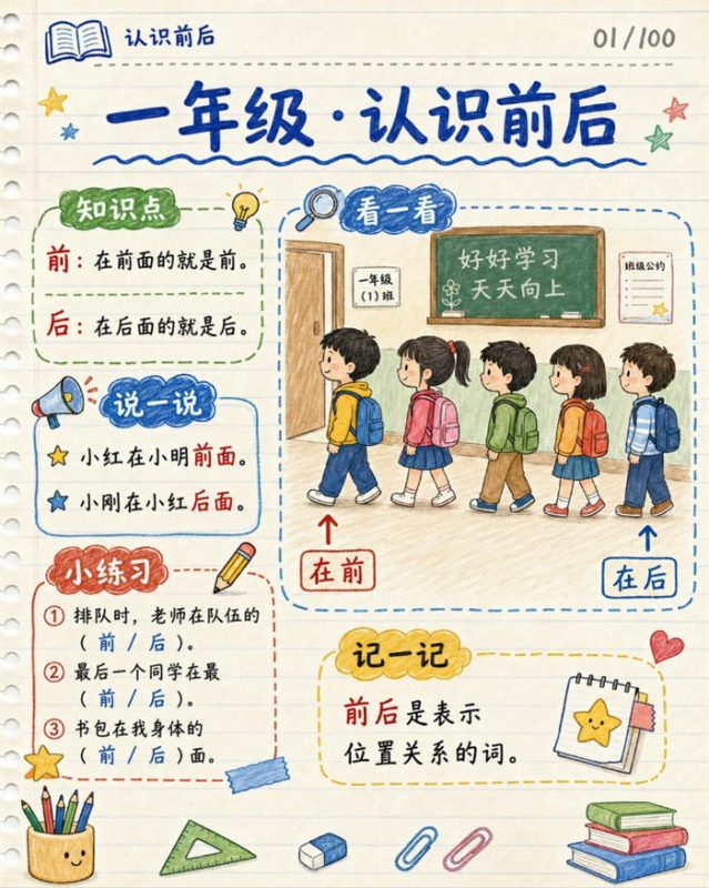 【10页高彩版】26秋一年级数学《位置》课堂笔记.pdf-八方虚拟货源网